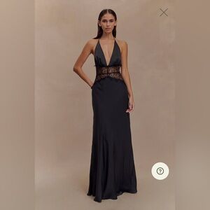Meshki Dinah Lace And Satin Maxi Dress - Black